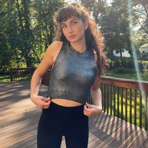 Silver crop top, size Large